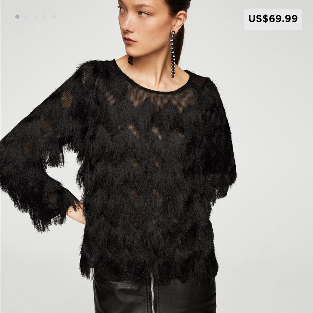 Mango Fringed Detail Blouse